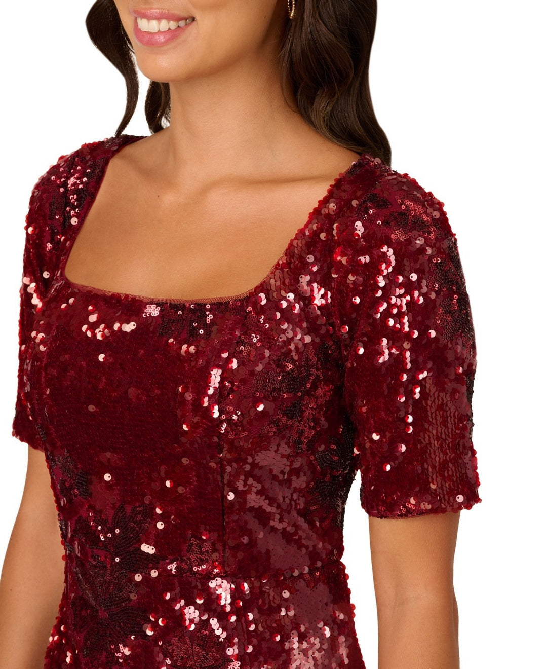 Adrianna Papell Square-Neck Sequin Gown MSRP $279
