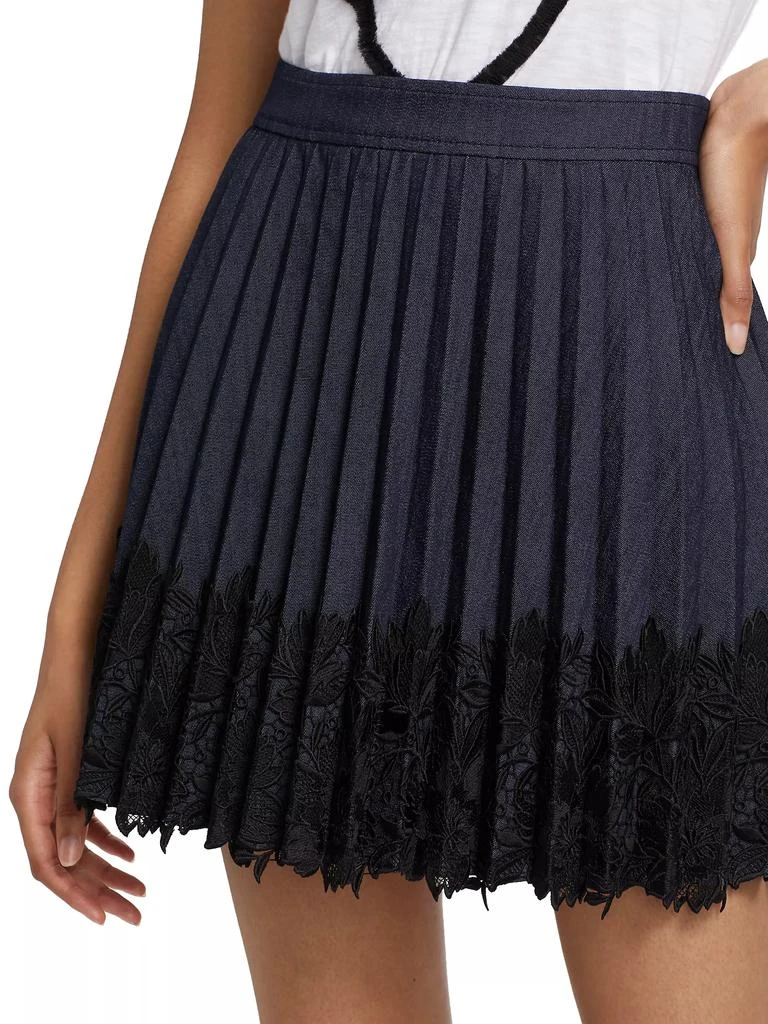 Cinq a Sept Laney Pleated Lace Mini Skirt MSRP $325