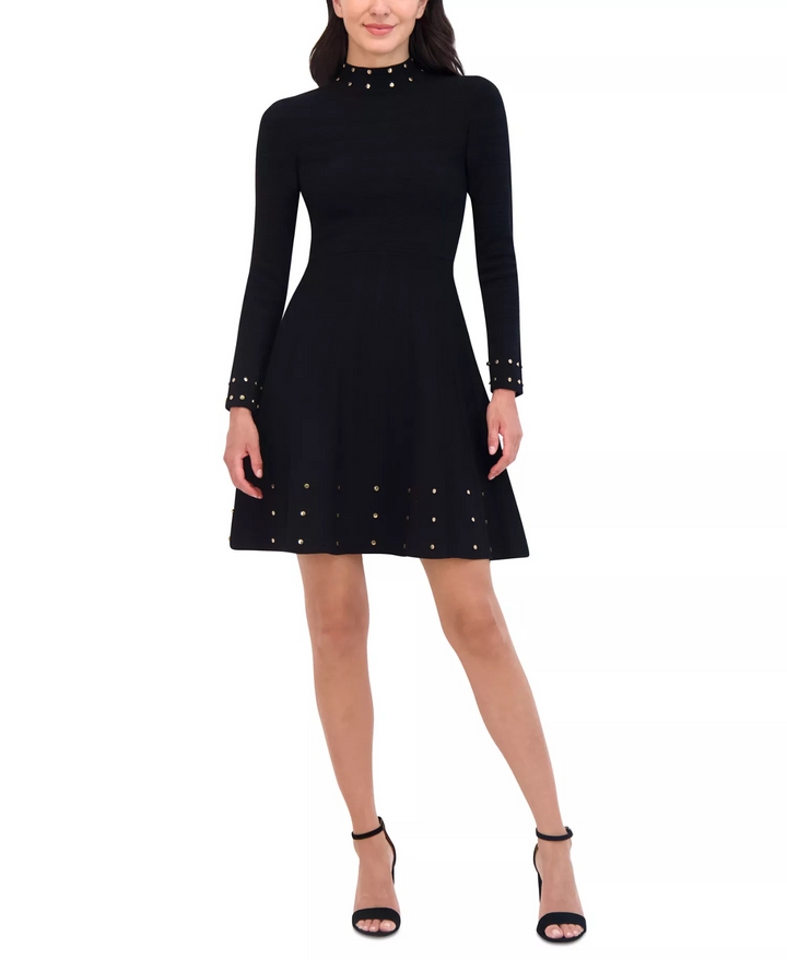 Vince Camuto Women's Embellished Mock Neck Dress MSRP $138