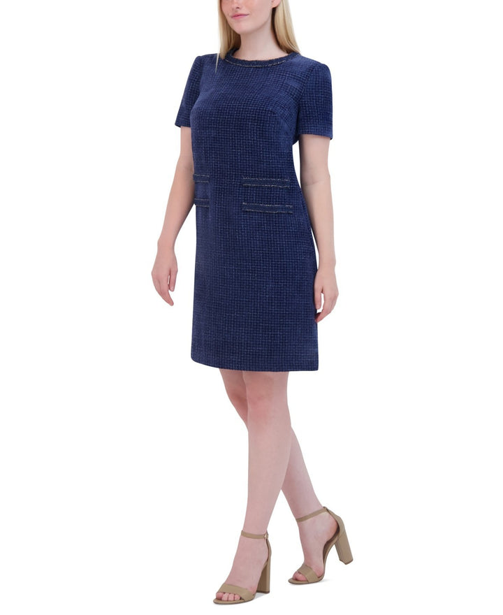 Eliza J Women's Braided Trim Boucle Shift Dress MSRP $158
