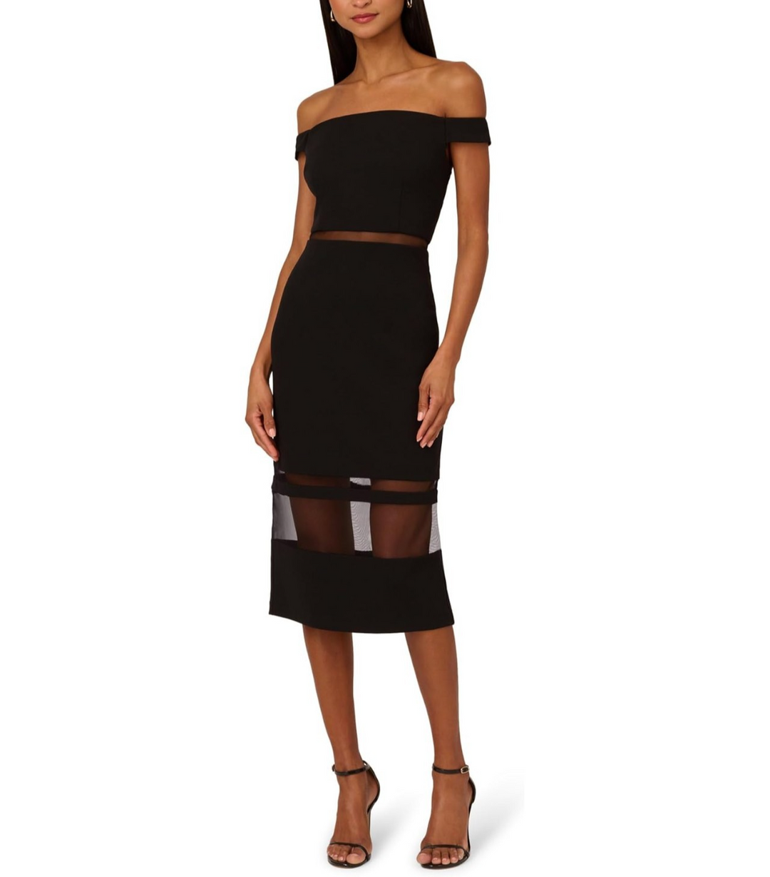 Adrianna Papell Knit Crepe MIDI Dress MSRP $195