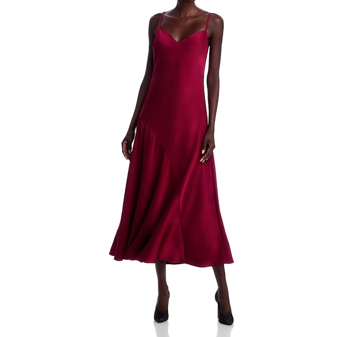 Aqua Satin Bias Cut Slip MIDI Dress MSRP $98