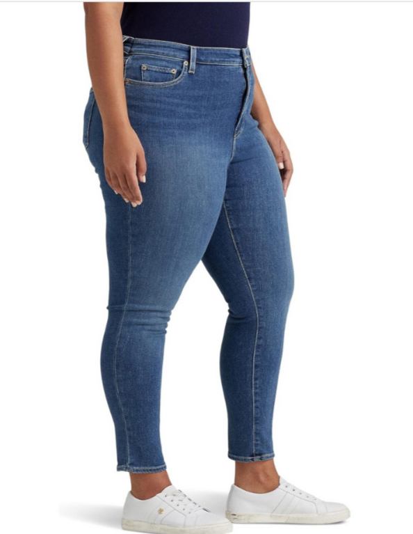 Lauren Ralph Lauren Plus-Size High-Rise Skinny Ankle Jeans MSRP $115