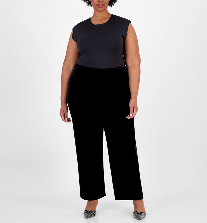 Alex Evenings Velvet Side-Stripe Straight-Leg Pants MSRP $119