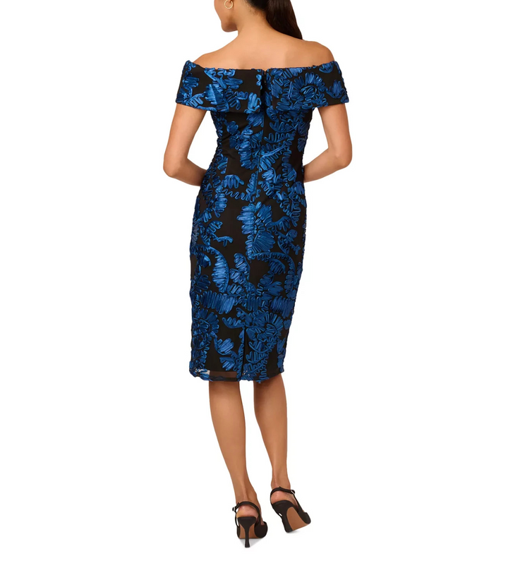 Adrianna Papell Women's Soutache Off-The-Shoulder Sheath Dress MSRP $189.00
