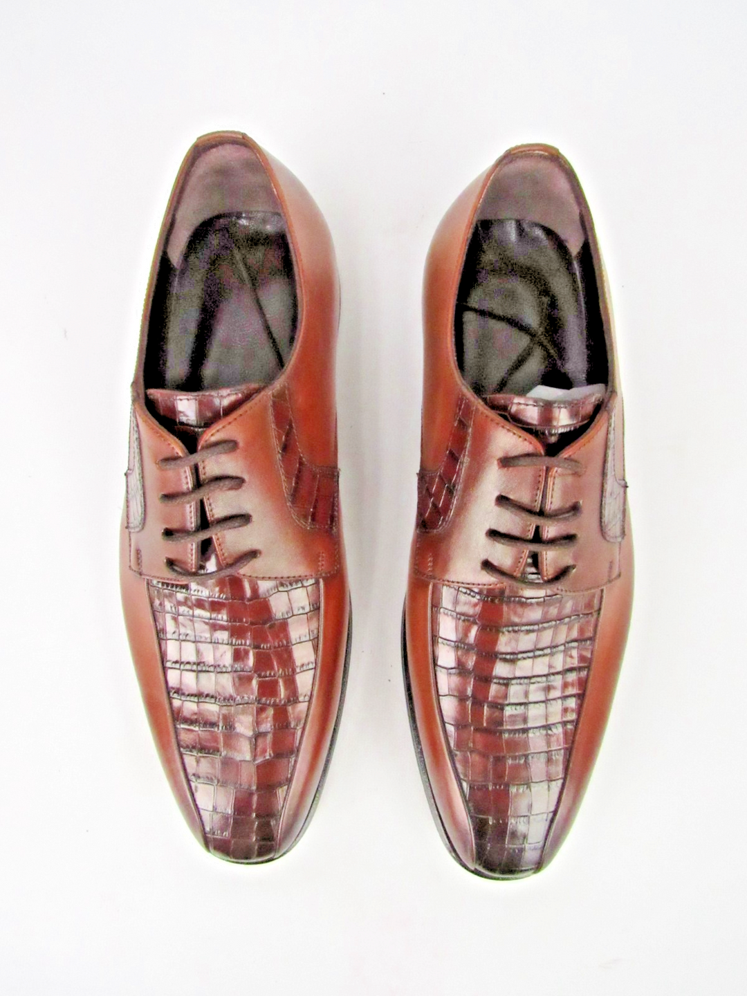 Classic Brown Calf Leather Embossed Dress Shoes – Handcrafted Size EU 41