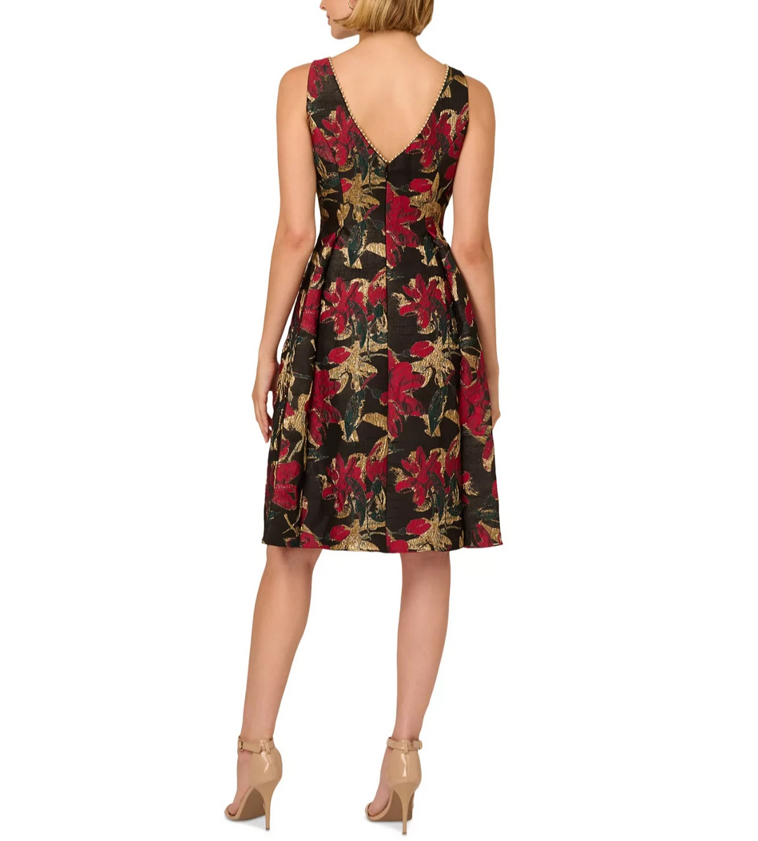 Adrianna Papell Women's Floral Jacquard Fit & Flare Dress MSRP $179