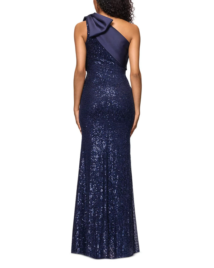 AQUA Long Sequinned Bow Dress MSRP $288