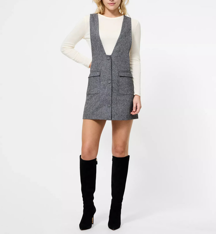 French Connection Women's V-Neck Shift Mini Dress MSRP $148