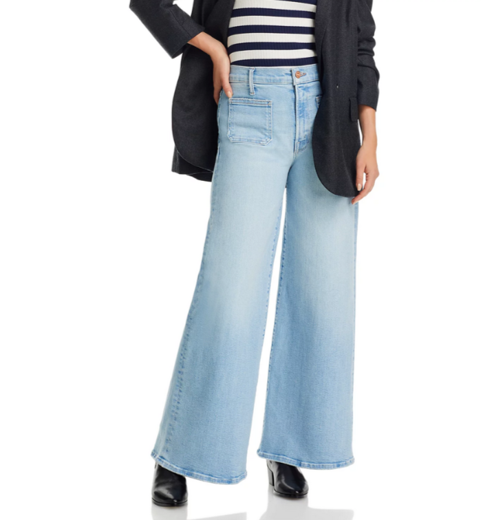 MOTHER The Lil' Petite Patch Pocket Undercover High Rise Wide Leg Jeans $248