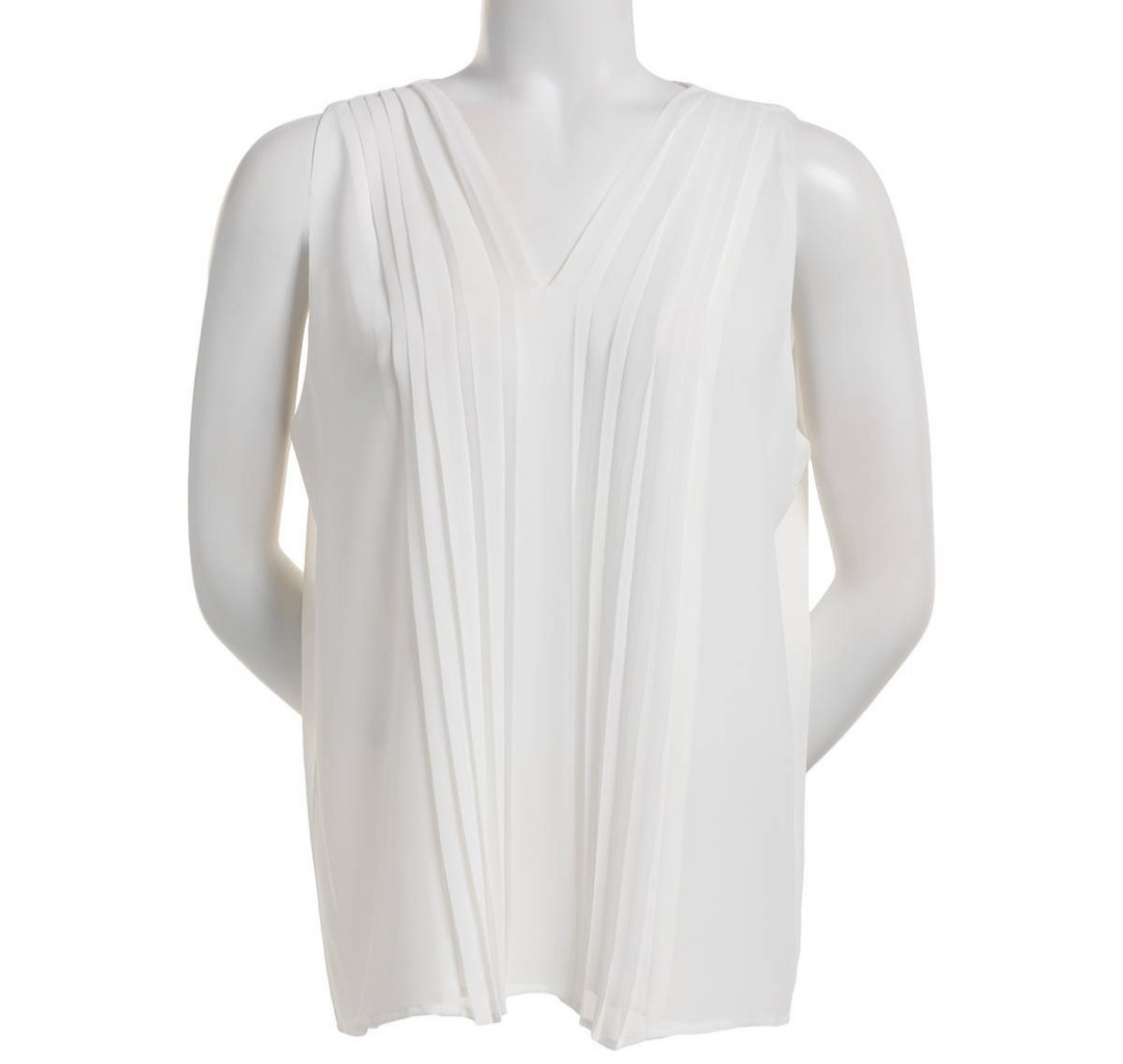 Womens Calvin Klein Solid V-Neck Blouse MSRP $64