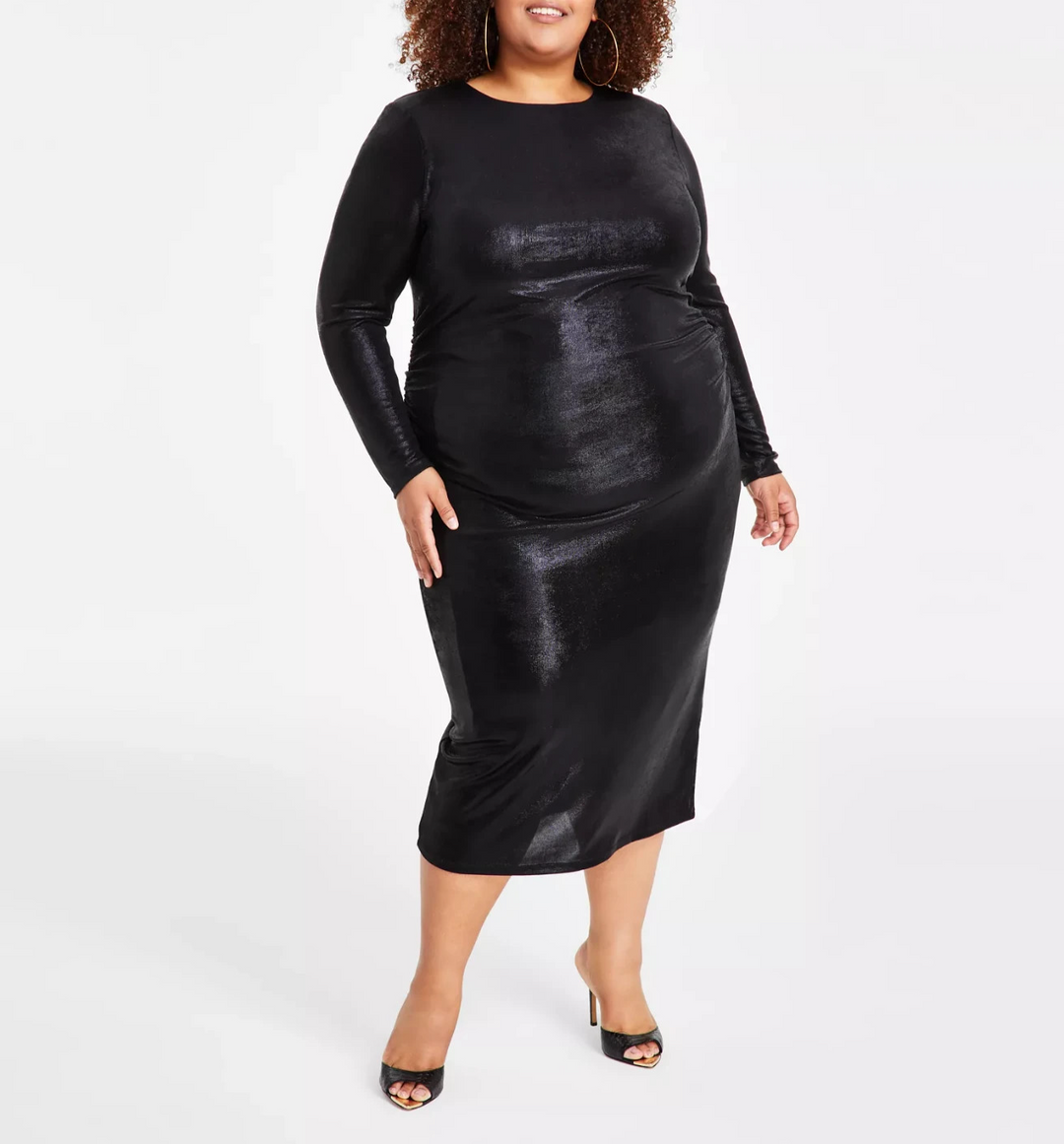 Nina Parker Trendy Plus Size Metallic Dress MSRP $99