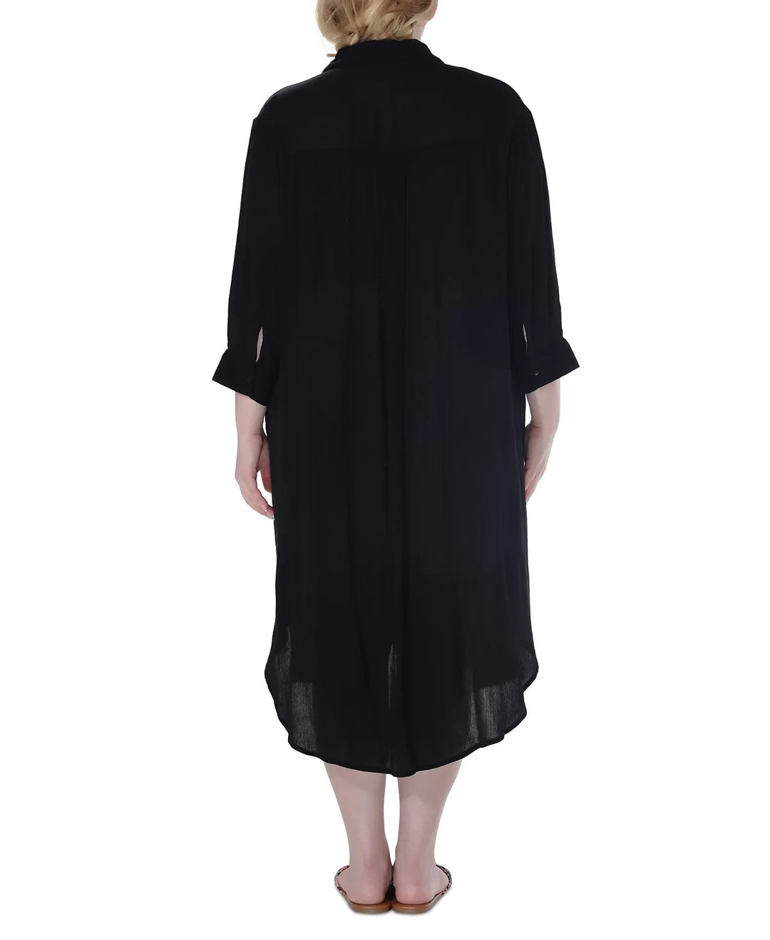 Raviya Plus Size Button-Down Midi Cover-Up Dress MSRP $58