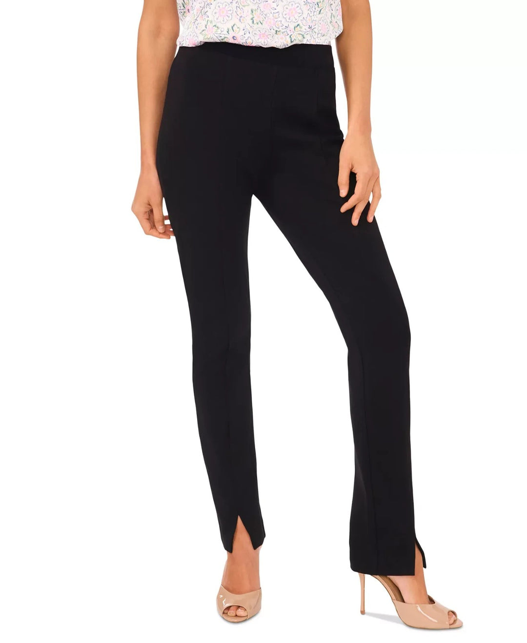 CeCe Front Slit Straight Leg Pull-on Ponte Pants MSRP $69