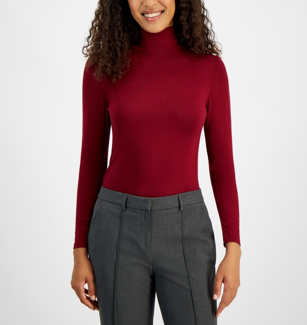 Jones New York Petite Seamless Long-Sleeve Turtleneck Top MSRP $79