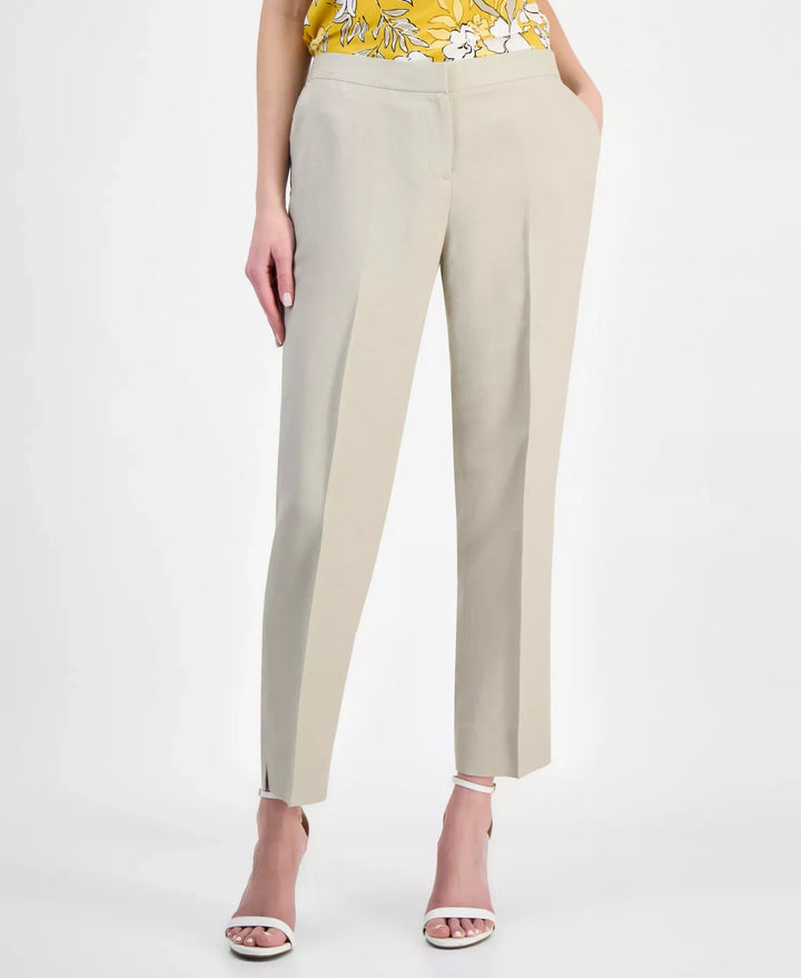Kasper Women's Linen Mid-Rise Straight-Leg Ankle Pants MSRP $89