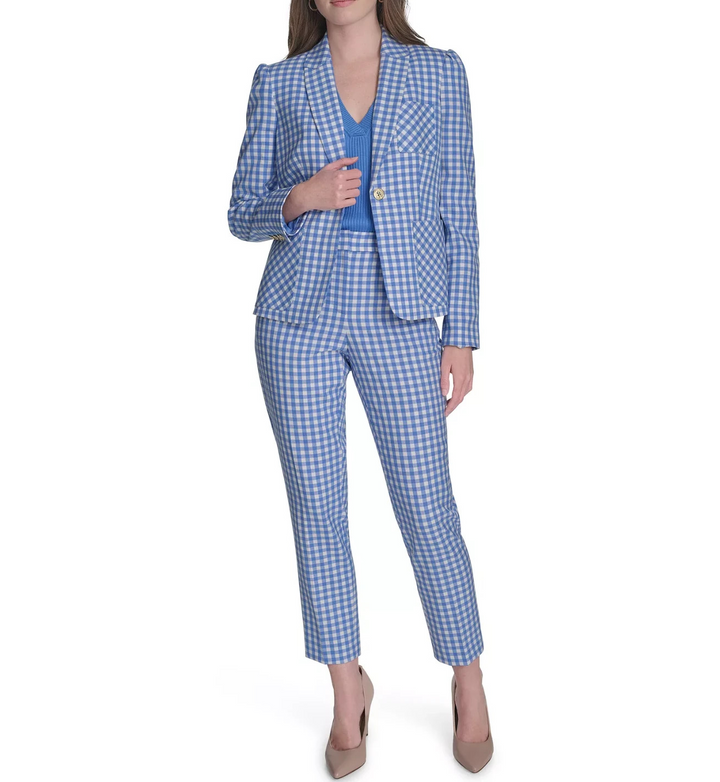 Tommy Hilfiger Women's Gingham One-Button Jacket MSRP $149