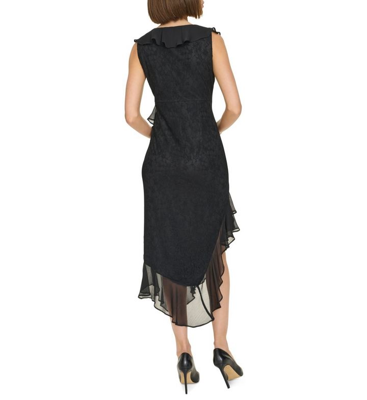 Tommy Hilfiger Women's Chiffon-Ruffled Lace Dress MSRP $139