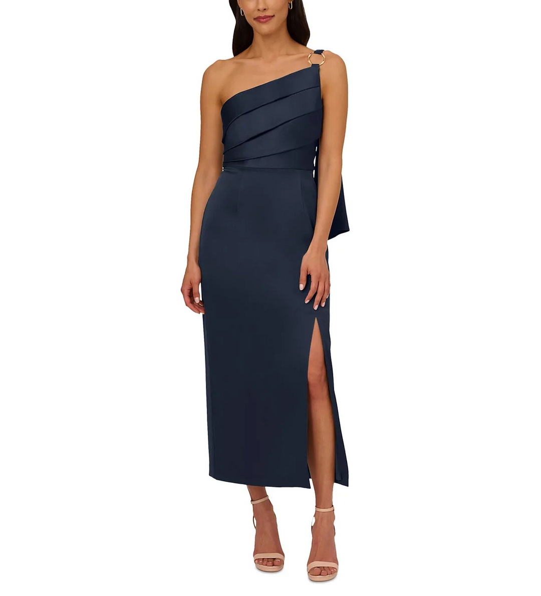Adrianna Papell Satin Crepe One-Shoulder Gown MSRP $199