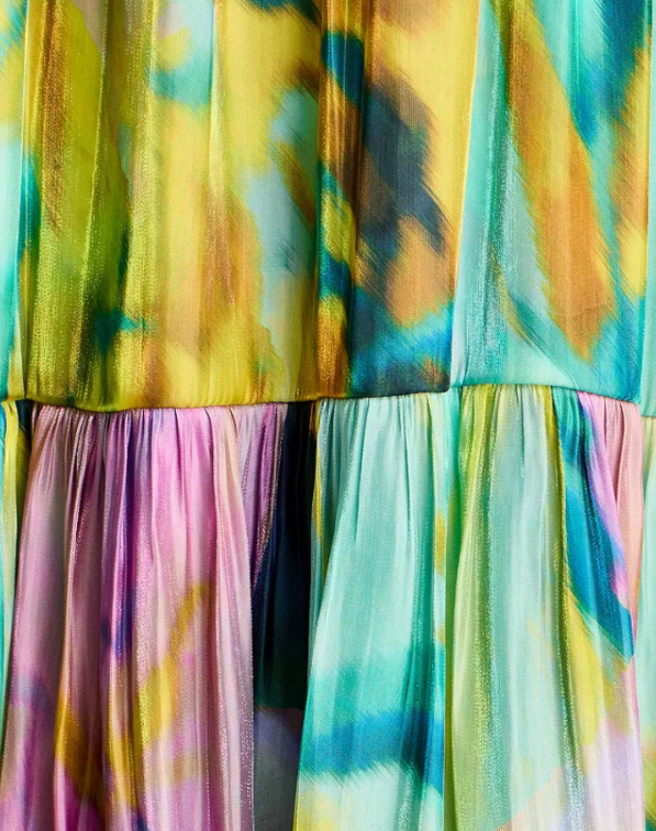 Kobi Halperin Britt Printed Tiered Maxi Dress MSRP $698