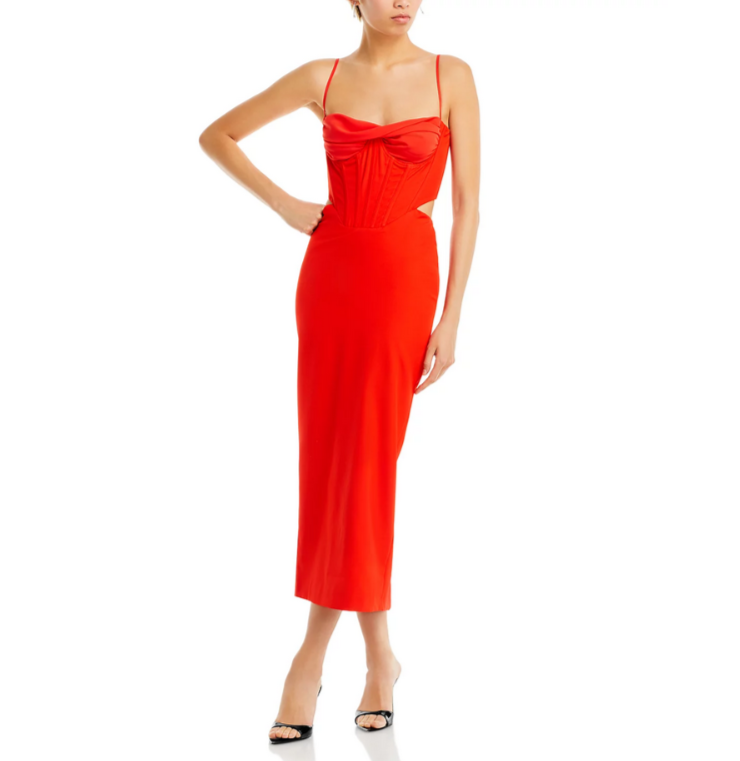 Bardot Martini Cutout Corset Midi Dress MSRP $139