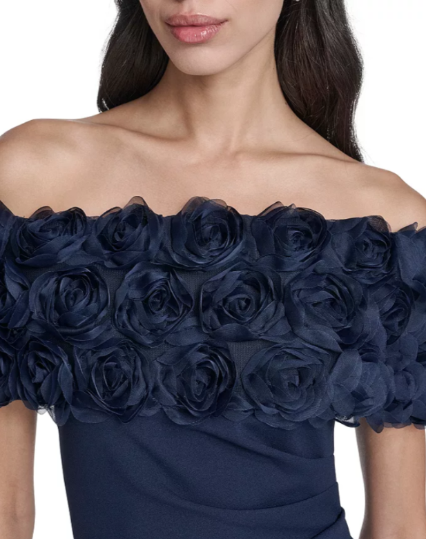 Eliza J Off-the-Shoulder Side Tuck Gown MSRP $218