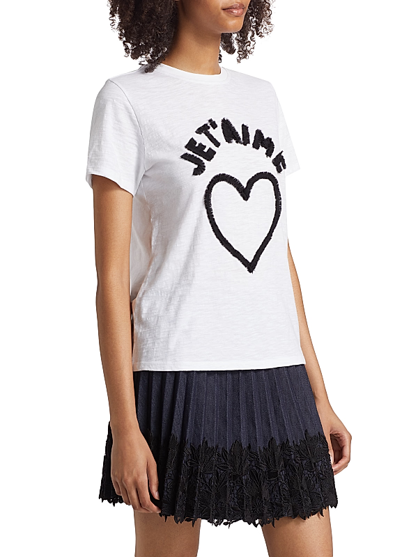 Cinq a Sept Je T'Aime Heart Graphic Tee MSRP $165