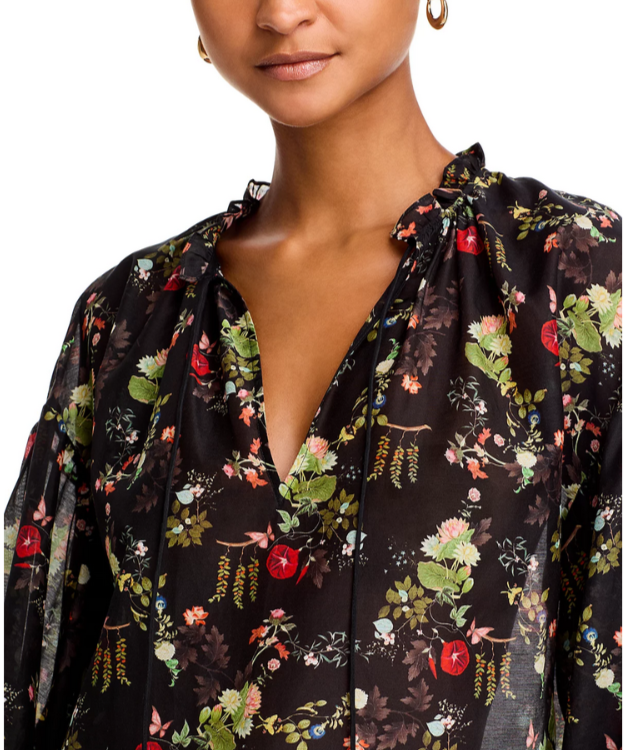 Alice and Olivia Julius Smocked Cuff Blouse MSRP $375
