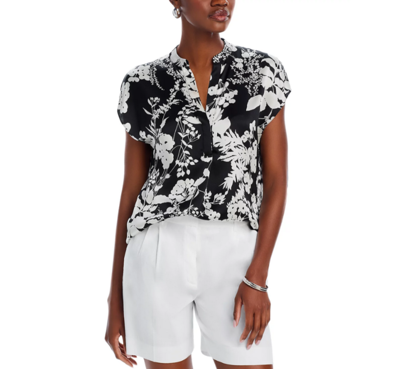 Vince Arboretum Silk Cap Sleeve Top MSRP $365
