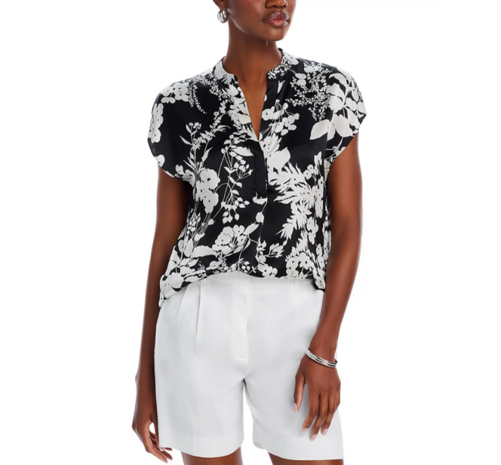 Vince Arboretum Silk Cap Sleeve Top MSRP $365