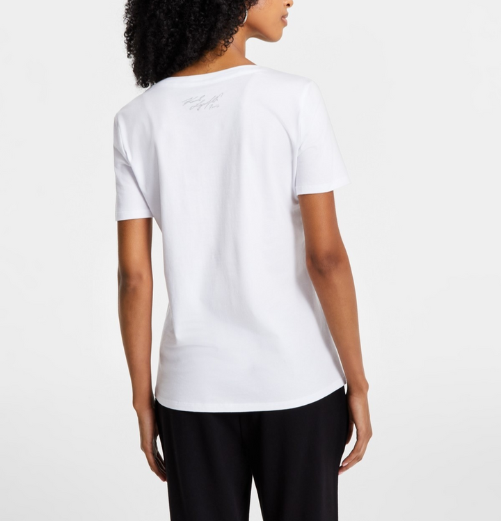KARL LAGERFELD PARIS Women's Sunglasses Graphic T-Shirt MSRP $59