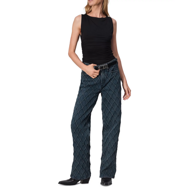rag & bone Logan Quilted Mid Rise Wide Leg Jeans MSRP $318