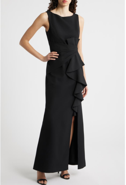Eliza J Ruffled Sleeveless Gown MSRP $198