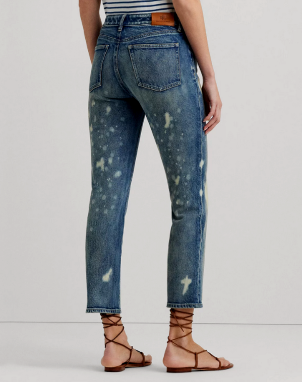 Lauren Ralph Lauren Bleach-Splattered Ankle Jeans MSRP $175