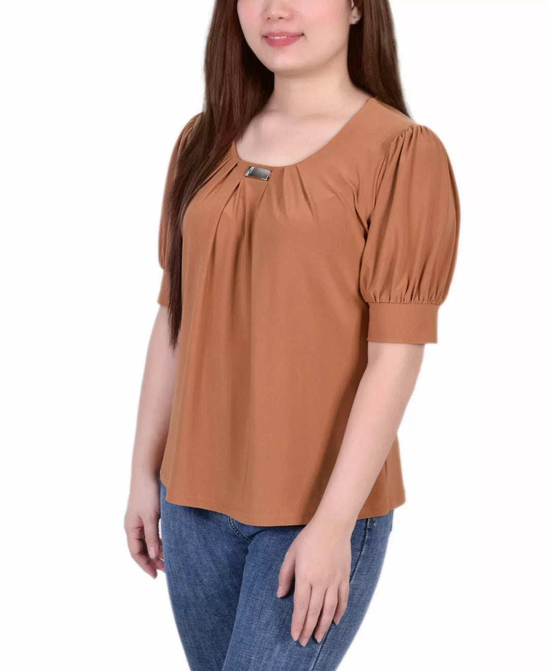 NY Collection Petite Short Sleeve Balloon Sleeve Top MSRP $42