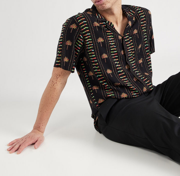 Scotch & Soda Palm Print Short Sleeve Shirt MSRP $128