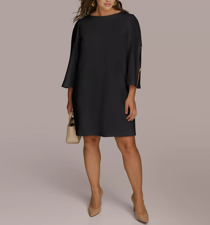 Donna Karan New York Petite Boat-Neck Embellished-Split-Sleeve Dress MSRP $159