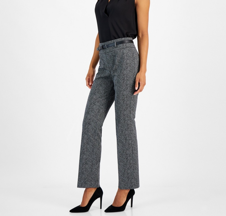 Kasper Herringbone High-Rise Belted Bootcut Pants  MSRP $89