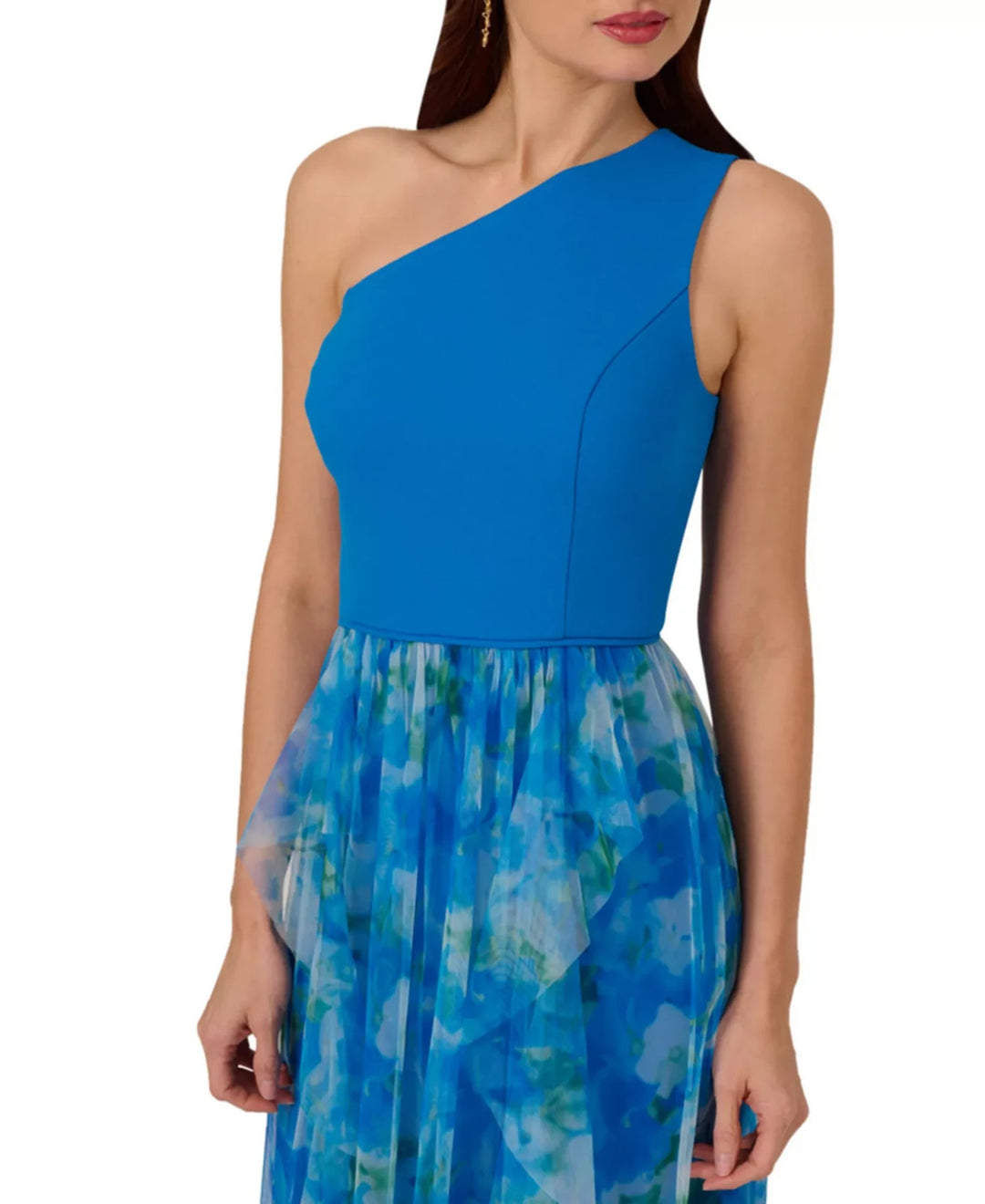 Adrianna Papell Sweetpea Mixed-Media Gown MSRP $229