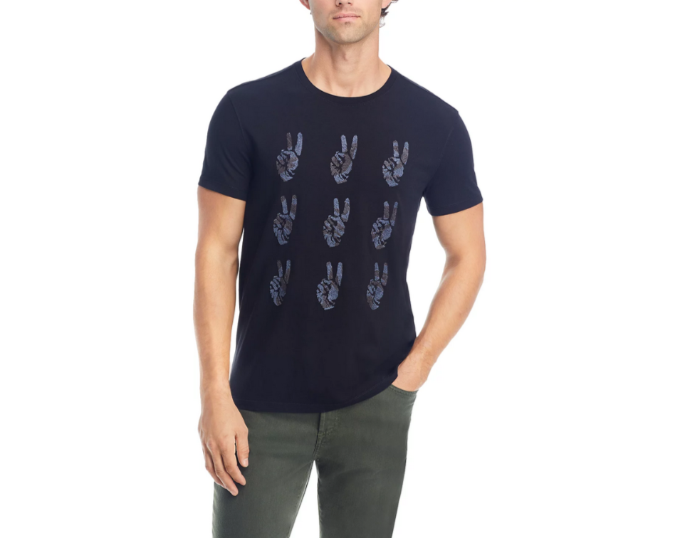 John Varvatos Cotton Multi Peace Hand Graphic Tee MSRP $98