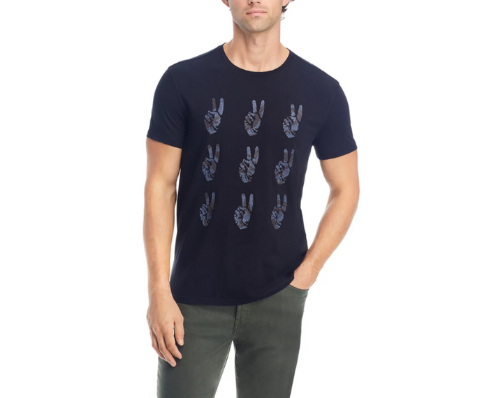 John Varvatos Cotton Multi Peace Hand Graphic Tee MSRP $98