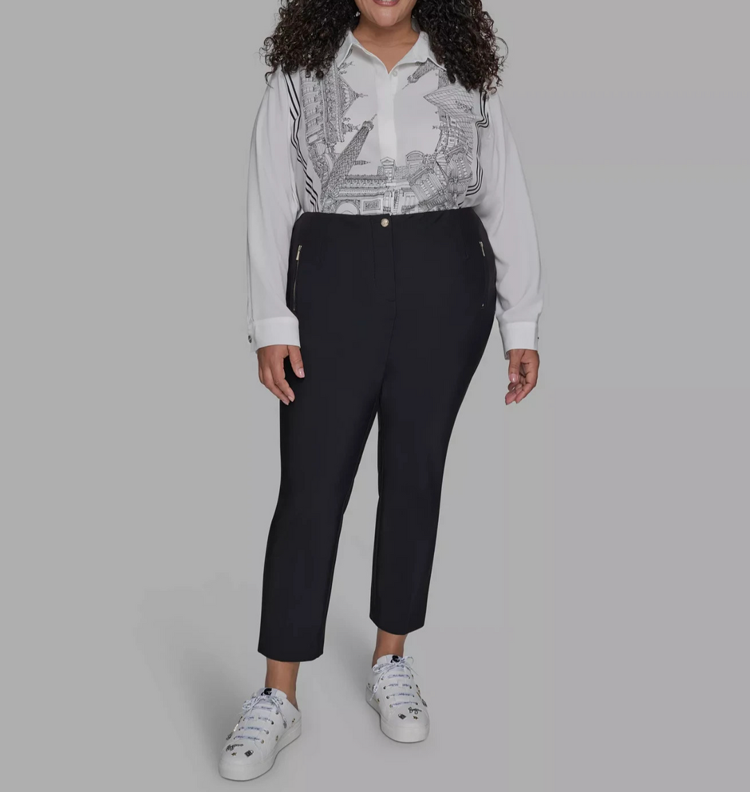 KARL LAGERFELD PARIS Plus Size Zip-Pocket Slim Pants MSRP $119