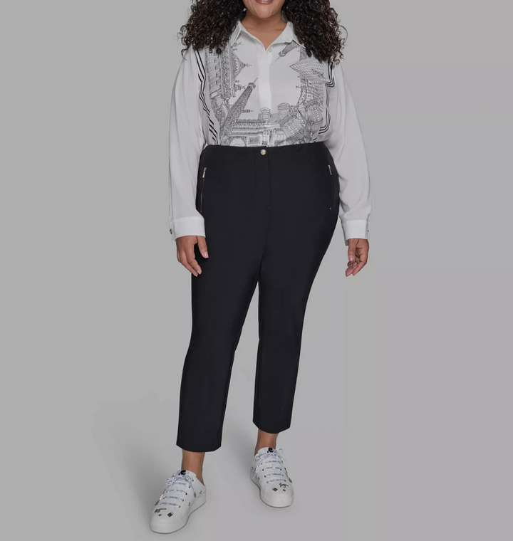 KARL LAGERFELD PARIS Plus Size Zip-Pocket Slim Pants MSRP $119