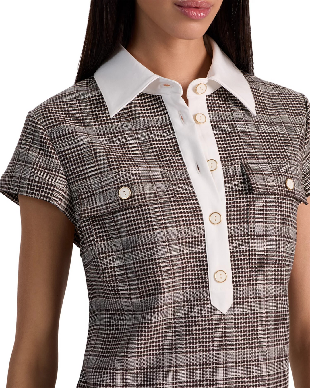 Alice and Olivia Darby Plaid Cap Sleeve Mini Dress MSRP $495