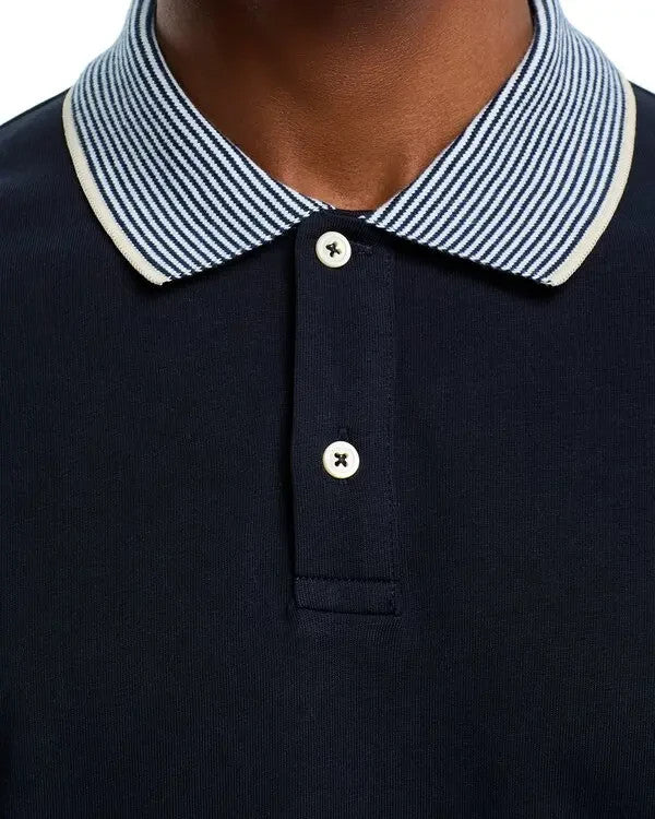 The Men's Store Striped Trim Cotton Polo Shirt MSRP $78