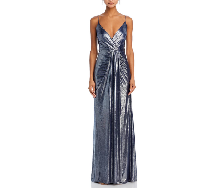 Ramy Brook Kade Metallic V Neck Gown MSRP $495