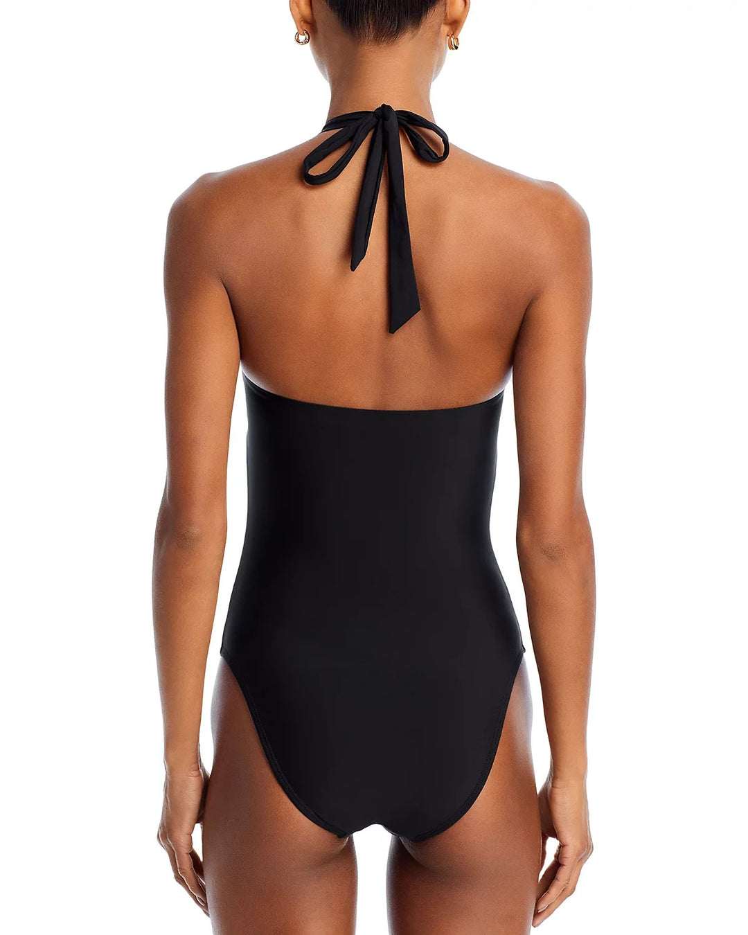 AQUA Swim Rosette One Piece Halter Swimsuit MSRP $108