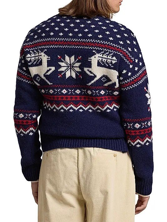 Polo Ralph Lauren Deer Jacquard Wool Sweater MSRP $398