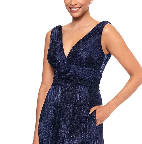 Betsy & Adam Metallic Crinkled Gown MSRP $310