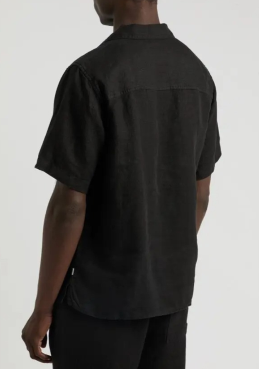 WAX LONDON Ren Linen Short Sleeve Button Shirt MSRP $165